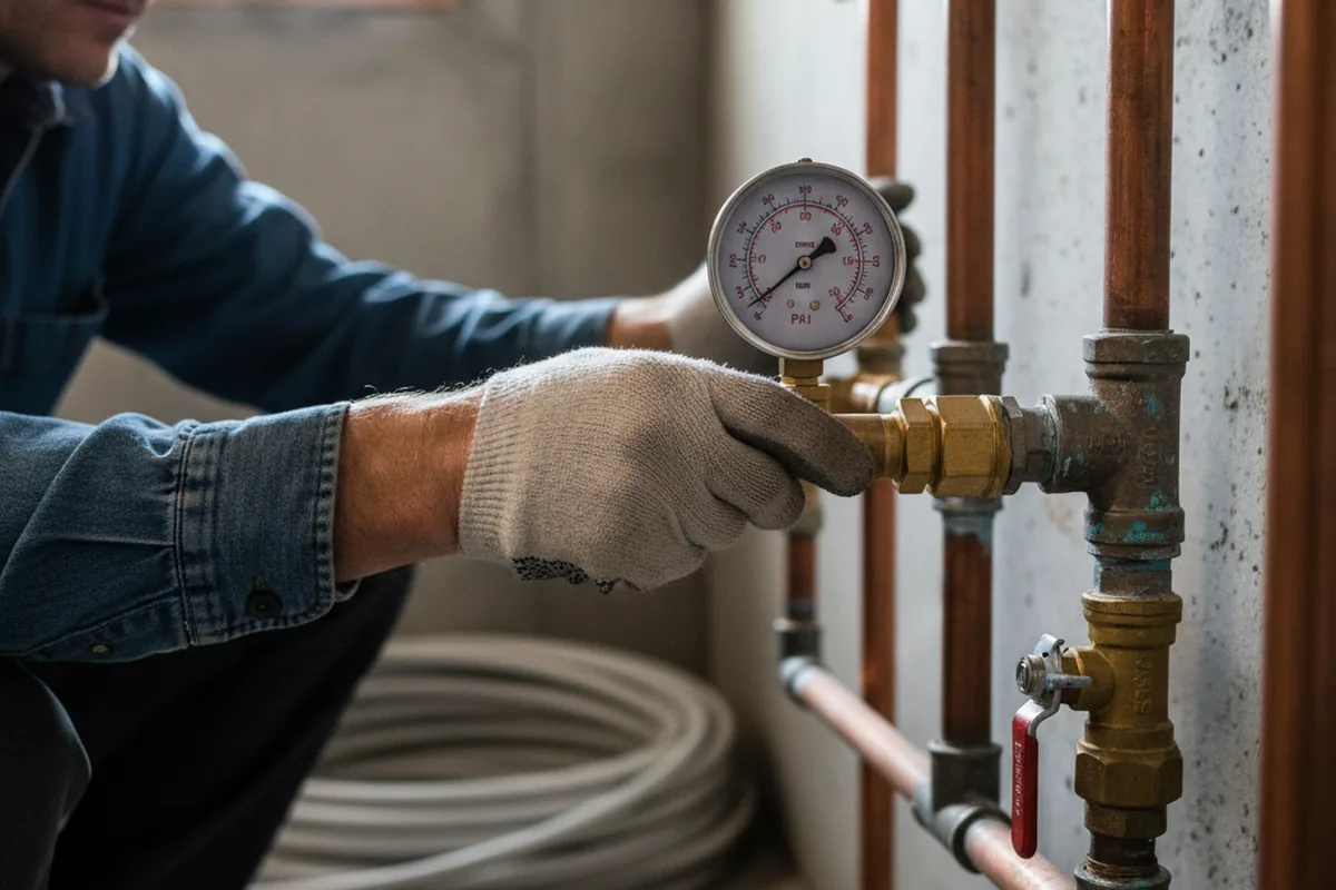 Pressure testing a repaired line during Water Line Repair in Bergenfield